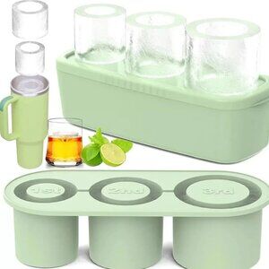 Ice Cube Tray for Tumbler Cup 30Oz-40Oz, 3 Pcs Silicone Cylinder Ice Mold